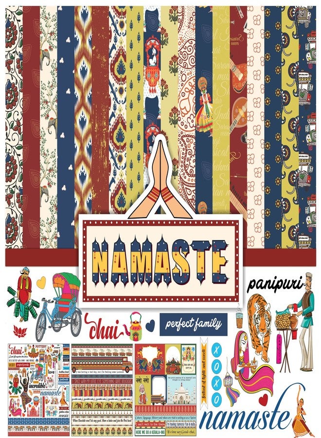 Inkdotpot مجموعة أوراق قصاصات إنك دوت بوت ذات الطابع الهندي الآسيوي، ورق مقوى مزدوج الجوانب، مقاس 12 × 12 بوصة، لصنع البطاقات، مع ورقة ملصقات - 16 صفحة - متعدد الألوان - Image 1